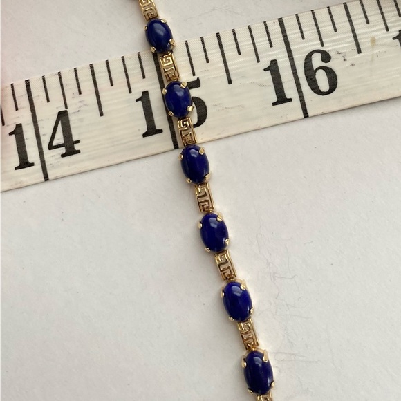 14K Lapis Lazuli Greek Tennis Bracelet - Picture 14 of 16